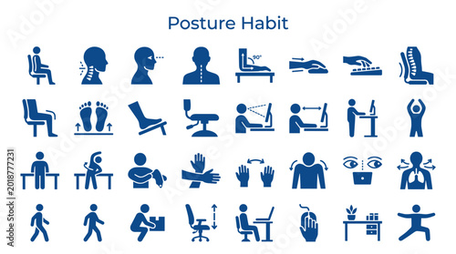 Cuadro en lienzo Healthy posture habits and exercises for office workers and daily life, promotin