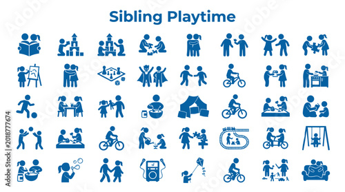 Canvastavla Sibling Playtime Icons Representing Childhood Activities Family Bonding and Recr