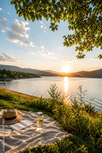 Lake at Sunset, Reflection, Nature, Tranquility, Outdoor Travel, Scenic View