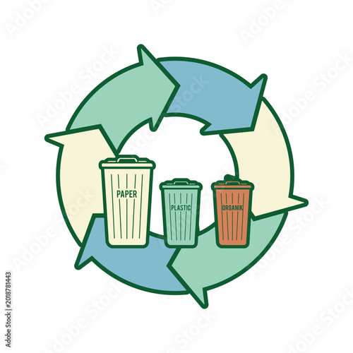 Eco Recycling Process Vector Illustration