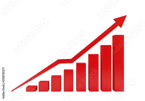 Rising bar chart with upward growth arrow indicating progress and success isolated on transparent background Free Download Rising bar chart with upward growth arrow indicating progress and success isolated on transparent background - GFXLoad