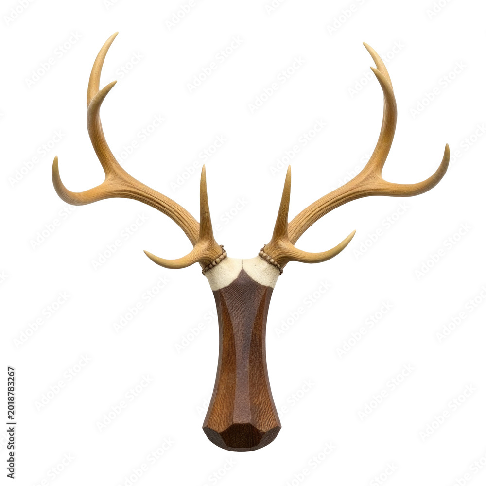Obraz premium A close-up view of a deer's head mounted on a wall