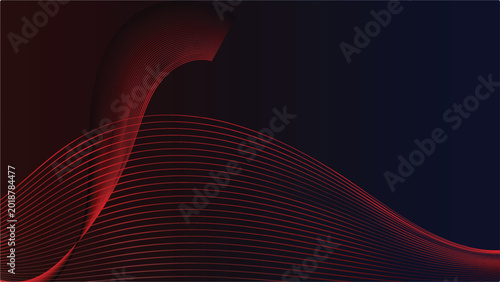 Tableau sur toile Abstract red wave line gradient illustration, modern vector design with flowing