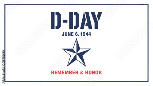 Schilderij op canvas d day june 6 1944 remembrance memorial design with patriotic star symbol militar