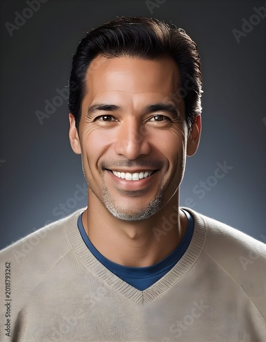 Happy Latino Man Casual Laughing Headshot