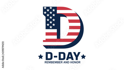 Tableau sur toile d day honor and remembrance emblem with american flag typography patriotic milit