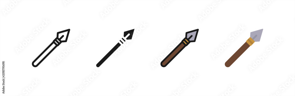 Naklejka premium Hunting Spear icon multiple style collection. Vector illustration.
