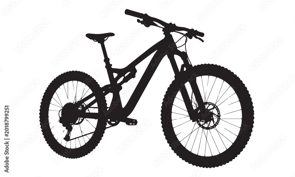 Fototapeta premium Mountain bike silhouette, offroad bicycle, vector isolated on white