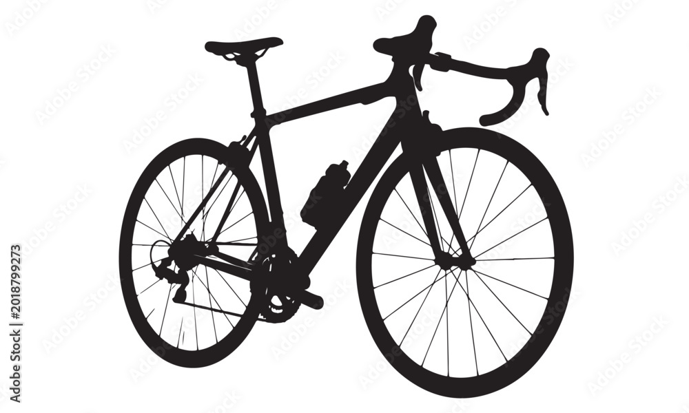 Fototapeta premium Road bicycle silhouette, racing bike, vector isolated on white