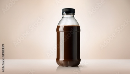 real photo mockup of coffee product on plastic bottle