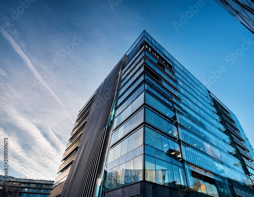 modern glass facade with geometric patterns in urban oslo barcode norway captured in daylight as corporate architecture detail for branding
