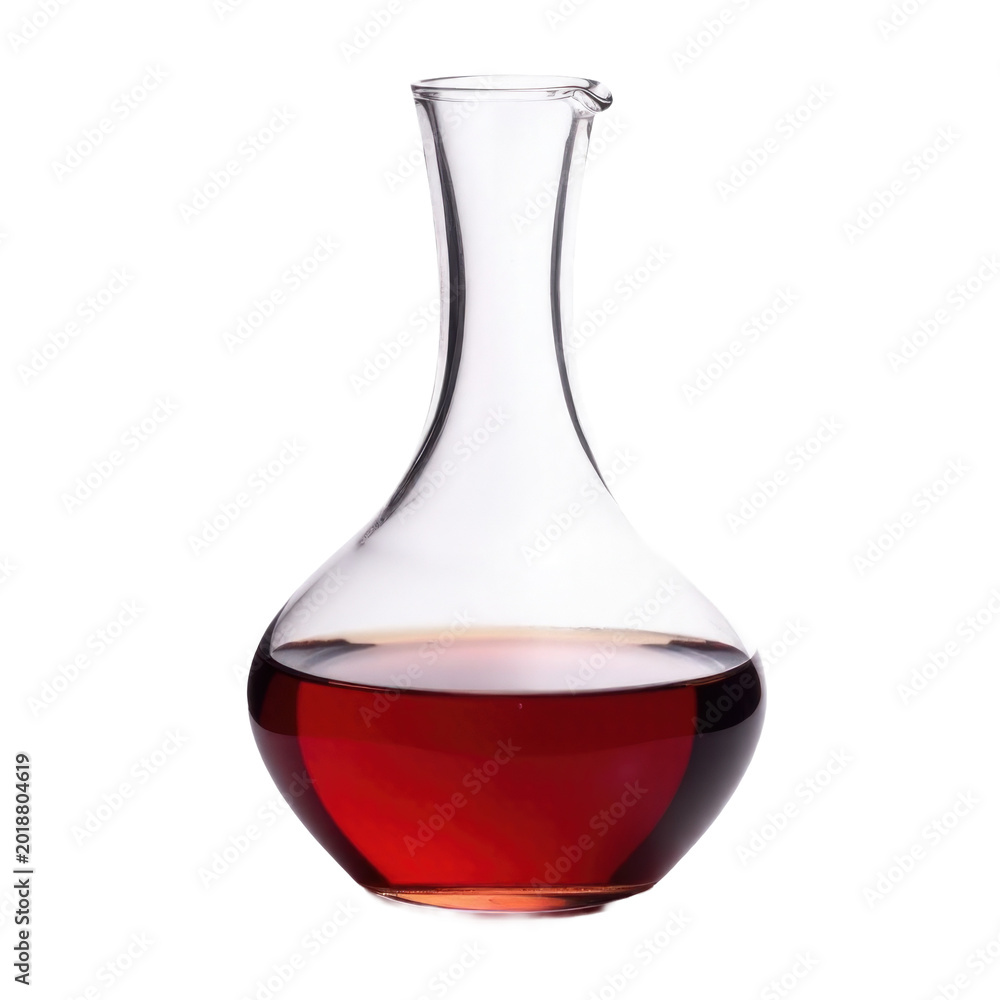 Obraz premium A glass decanter filled with red liquid