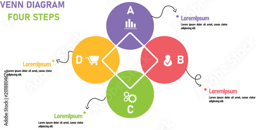 Foto Venn diagram infographic chart vector template modern style