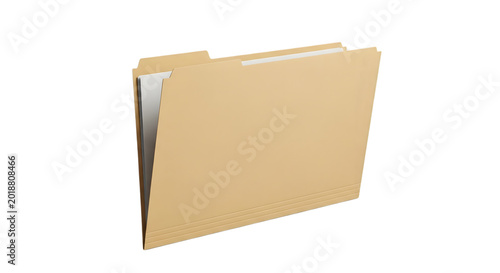 Tableau sur toile Manila file folder with papers, isolated on transparent background