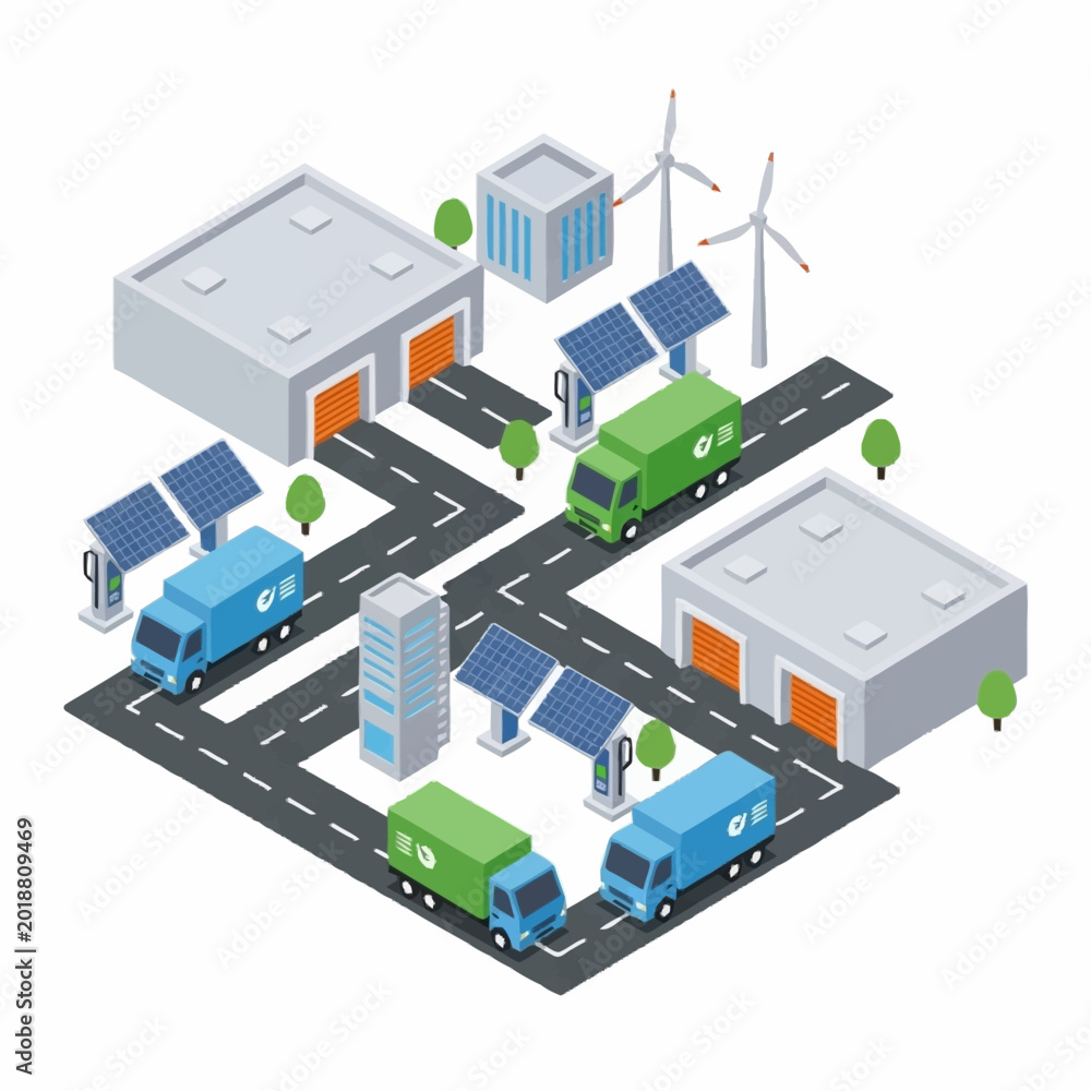 Fototapeta premium Electric vehicles and sustainable energy solutions.