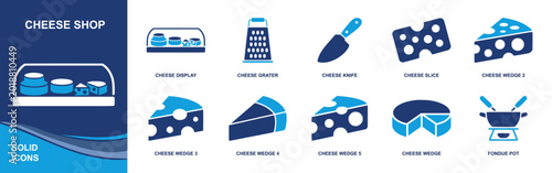 Tableau sur toile Cheese shop icon set