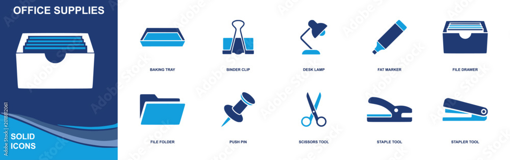 Foto Office supplies icon set