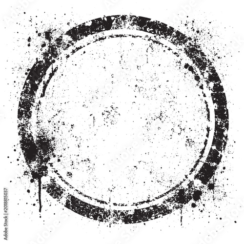 Grunge Circular Stamp Texture Background with Distressed Ink Splatter Design