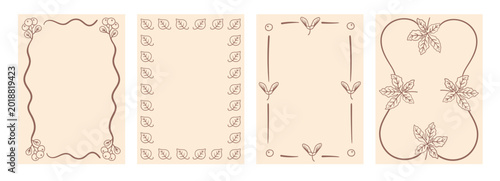 Set of autumn frames with leaves, berries, and heart shape for greeting cards, invitations, and decorative templates