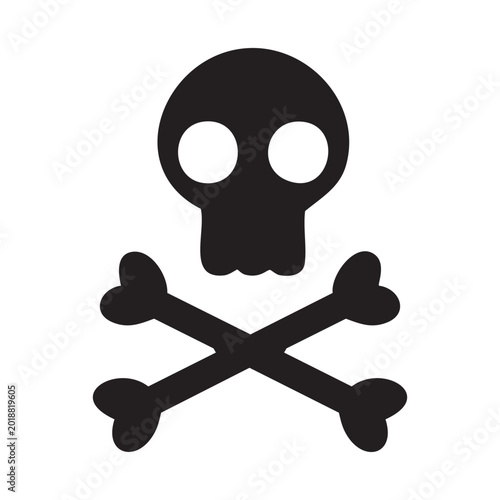 Skull with crossed bones icon silhouette illustration.