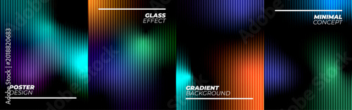 Canvastavla Riddle glass background, ripple wave distortion, fractal light flow deep blue gradient surface