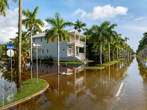 Quadro su tela Flooding in Florida caused by tropical storm from hurricane rainfall
