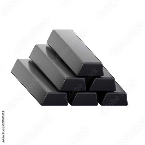 Stacked metal bars forming pyramid on transparent background