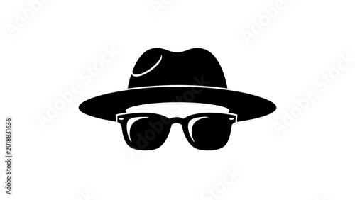 Fotografie Black sunglasses, fedora hat, stylish accessories, fashion icon, minimalist desi