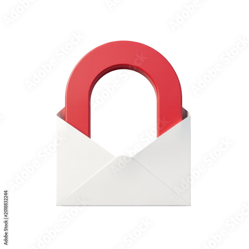 A sealed envelope with a strong magnet stuck inside, useful for illustration of surprise or unexpectedness