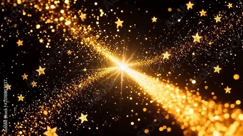 Golden light at the center of starry sky