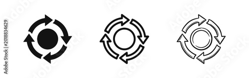 Foto Circular arrow cycle icon set, refresh, update and synchronization symbol