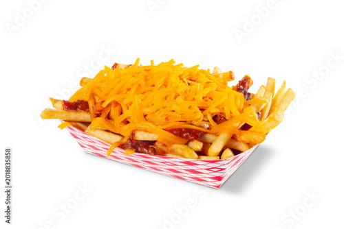 Photography Loaded chicken fries with ranch dressing isolated on white background