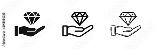Canvastavla Hand Holding a Diamond Icon Representing Value and Luxury Jewelry