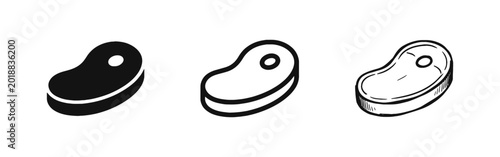 Photos Raw Beef Steak or Meat Icon in Solid and Outline Styles