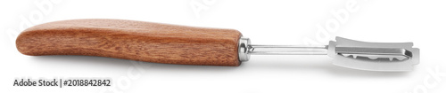 Foto One bread lame with wooden handle isolated on white. Kitchen tool