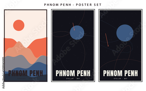 Photos Nicosia stellar map minimalist space poster set with planets and stars vector il