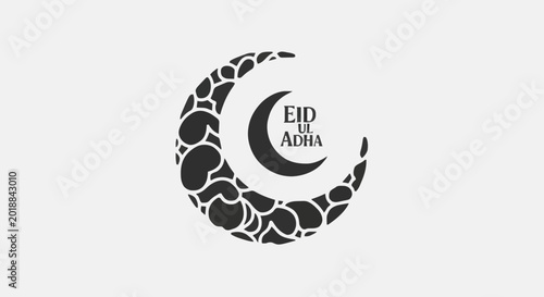 Elegant Crescent Moon with Islamic Calligraphy Wishing Peace and Joy for Eid Al Adha Celebrations