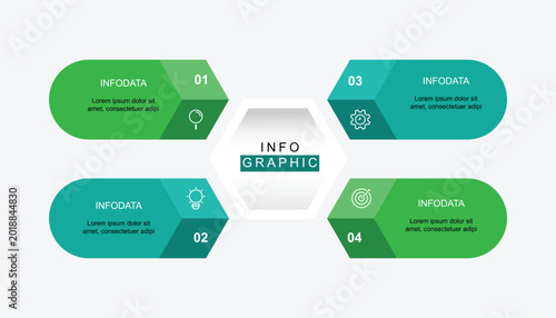 Business infographic template vector element design. 4 step on hexagonal concept with green colors can be used for presentation, workflow layout and web graphic design.