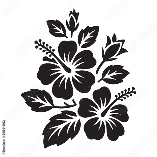 Hibiscus Flower Silhouette Tropical Exotic Plant Floral Design