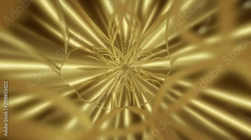 Luxury Gold Radiating Kaleidoscope Pattern Shimmering Background
