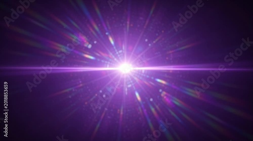 Bright Purple Anamorphic Lens Flare with Radial Light Rays
