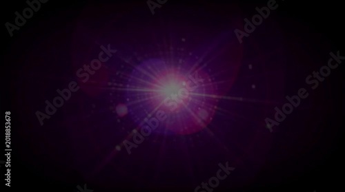 Cinematic purple lens flare animation with radial light rays