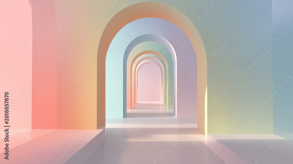 Fototapeta premium Pastel Colored Abstract Archway Interior Design