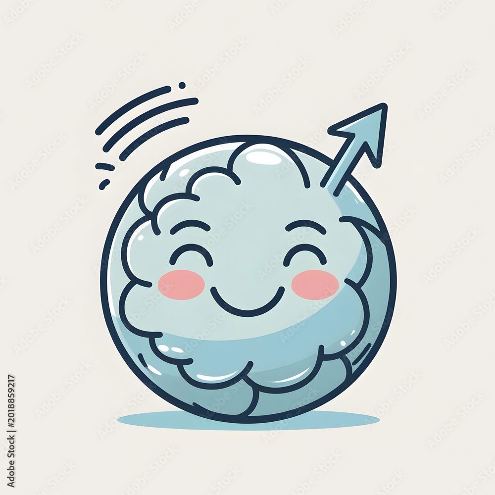 Obraz premium Brain empty round shape banner with place for text cartoon vector brain pointing top attention message