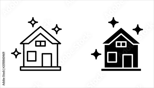 cleaning house icon set, on a white background