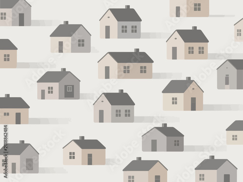Collection of minimalist scandinavian style houses, flat vector illustration of modern small homes and trees, village or suburban neighborhood concept