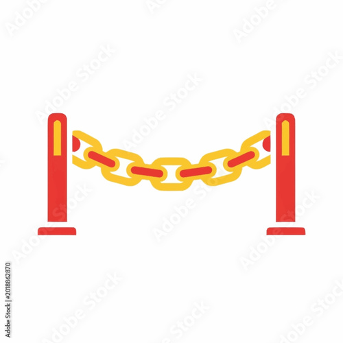 Cuadro en lienzo Red stanchions with golden chain barrier.