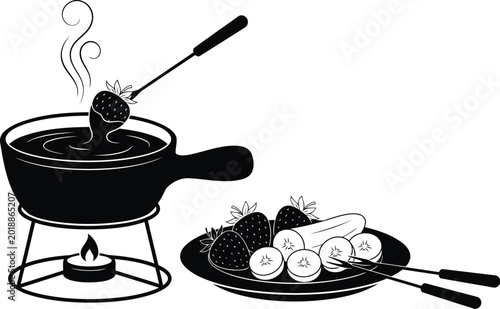 World Chocolate Day Fondue Vector, Premium Fruit Dipping Dessert Celebration Illustration
