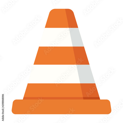 Cartoon orange traffic cone icon isolated on transparent background