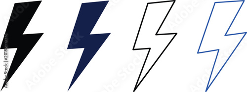 Foto Lightning bolt icons in various styles and colors with lightning electricity str